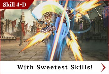 
	<span class='skilltitle'>With Sweetest Skills!</span>   <span class='skillsubtitle'>[Command throw]</span>
	<br>
	Grabs both standing and midair foes during Noble Strategy.
	<br>
	Use it to catch standing or jumping foes off guard!
	