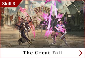 
	<span class='skilltitle'>The Great Fall</span>
	<br>
	Fires an arrow toward the sky that bursts into a shower of arrows.
	<br>
	<img src='../images/psbuttons/square.png'> : Fires close to Metera.
	<br>
	<img src='../images/psbuttons/triangle.png'> / <img src='../images/psbuttons/circle.png'> : Fires further horizontally.
	<br>
	The initial arrow cannot be blocked by foes midair.
	